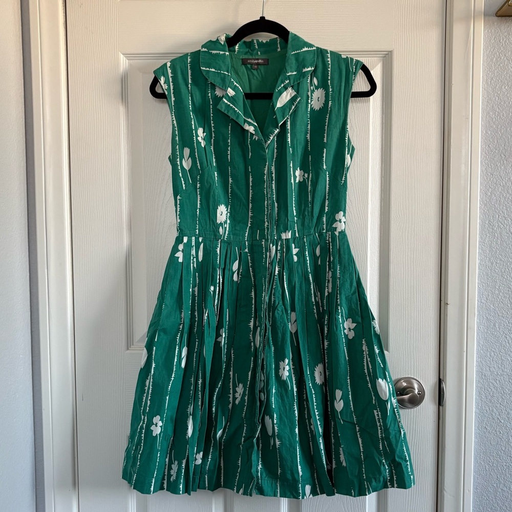 Green Floral Sleeveless Dress